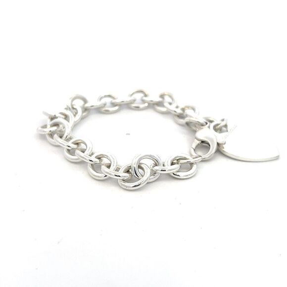 Tiffany & Co Estate Heart Charm Bracelet 7.5" Sterling Silver 34.9g TIF757 - Picture 5 of 8